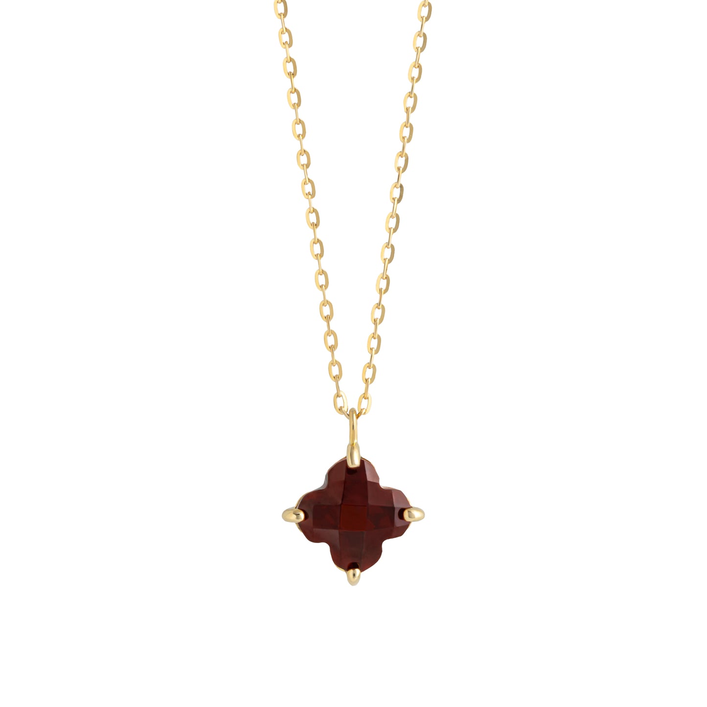 10K Garnet Lily Cut Necklace (Yellow Gold) - Product Image