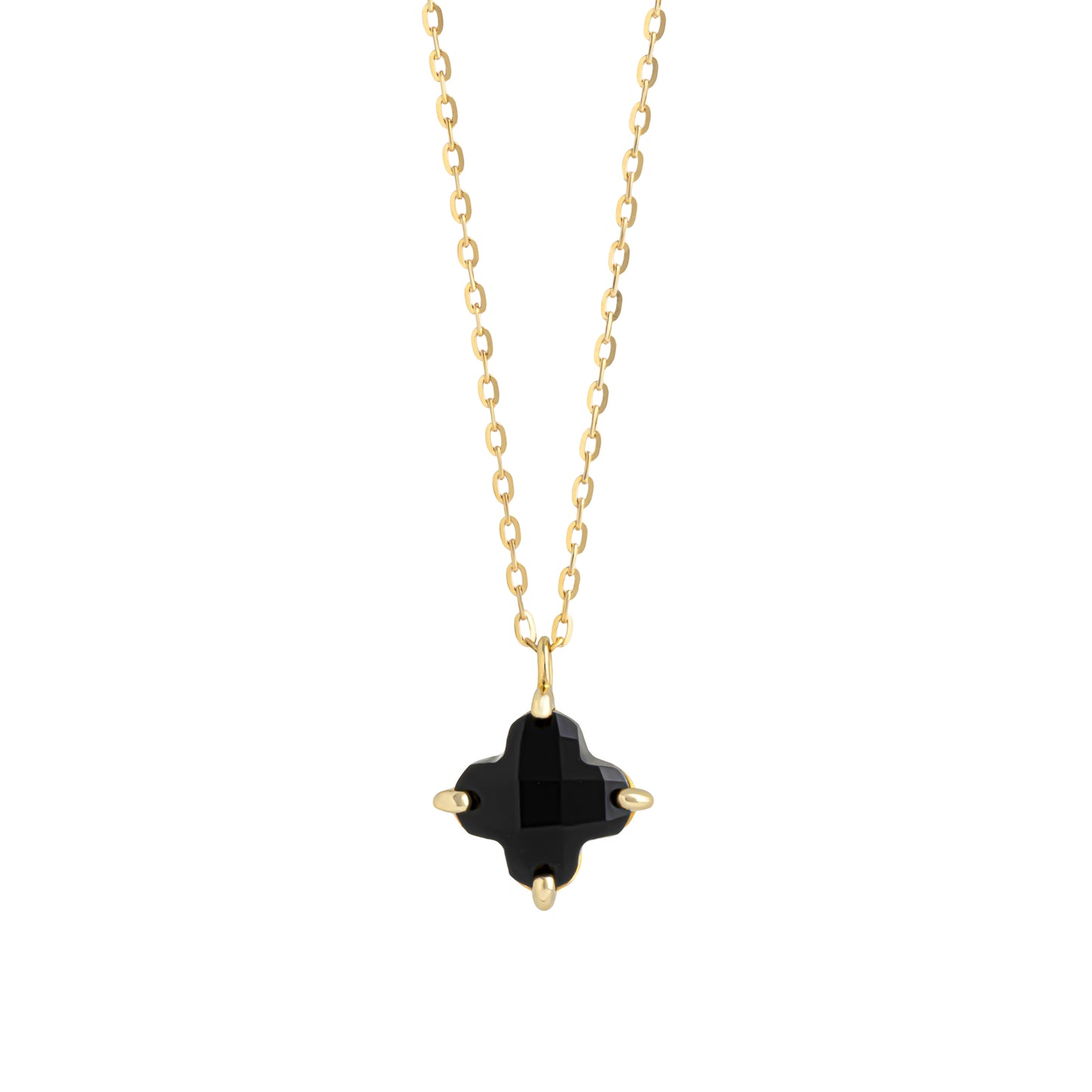 10K Onyx Lily Cut Necklace (Yellow Gold) - Product Image