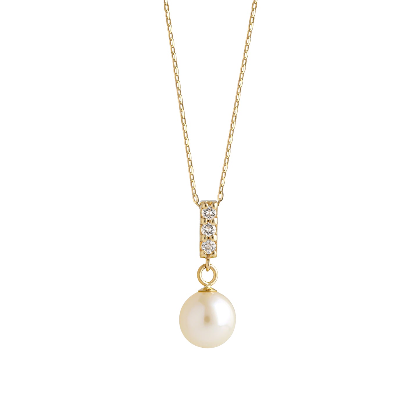 10K Freshwater Pearl Bar Shaped Necklace (Yellow Gold) - Product Image