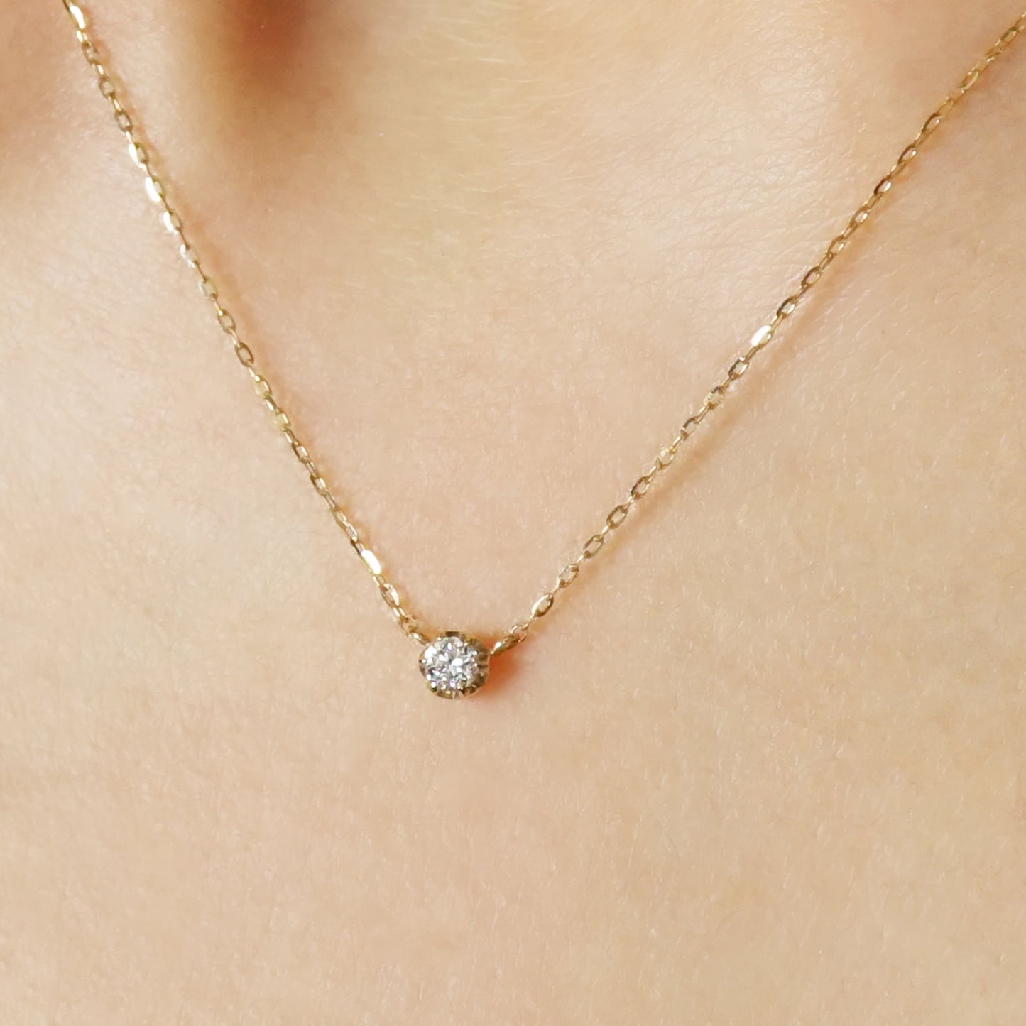 10K Diamond 6-Prong Meritia Necklace (Yellow Gold) - Model Image