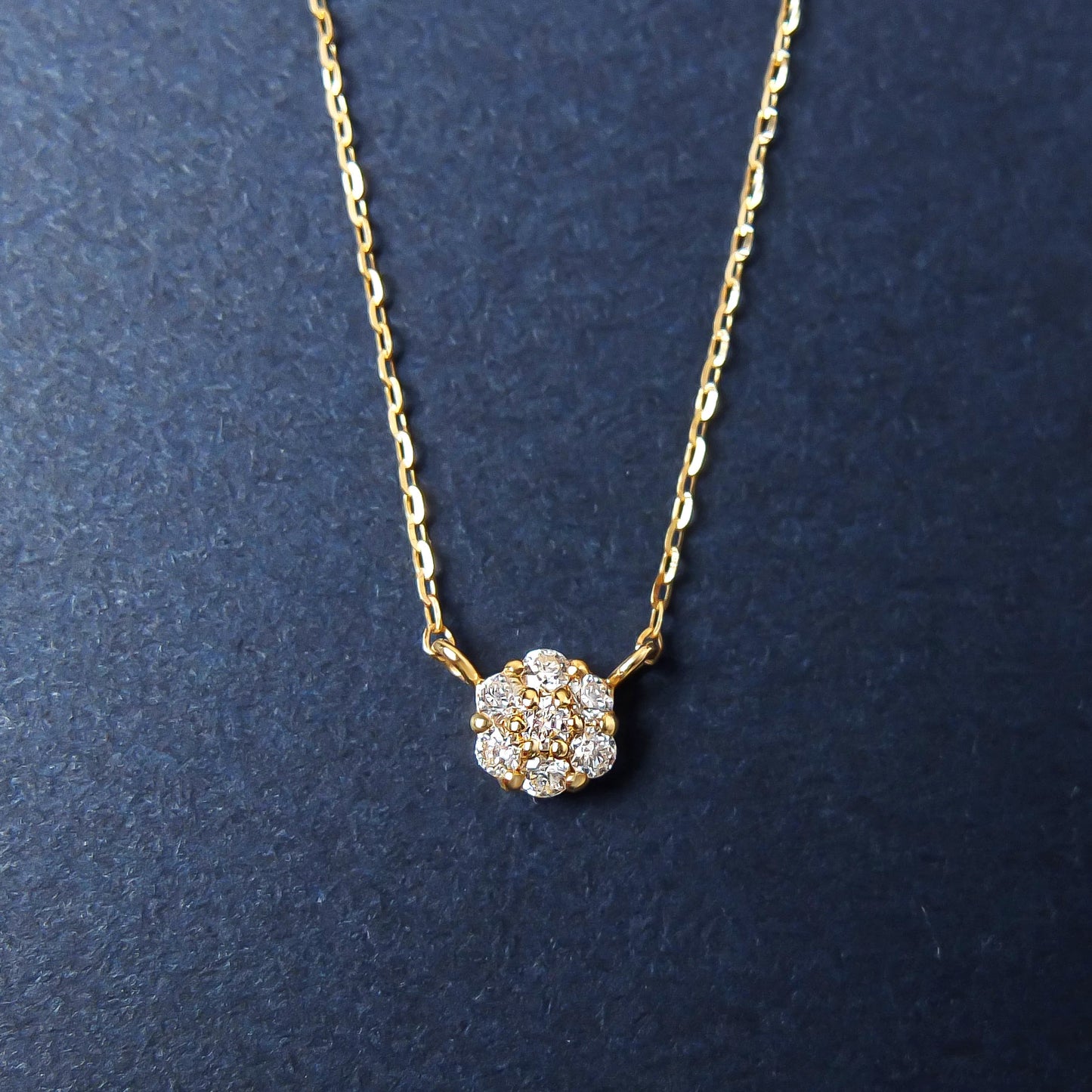 18K Diamond Flower Pave Necklace M (Yellow Gold) - Product Image