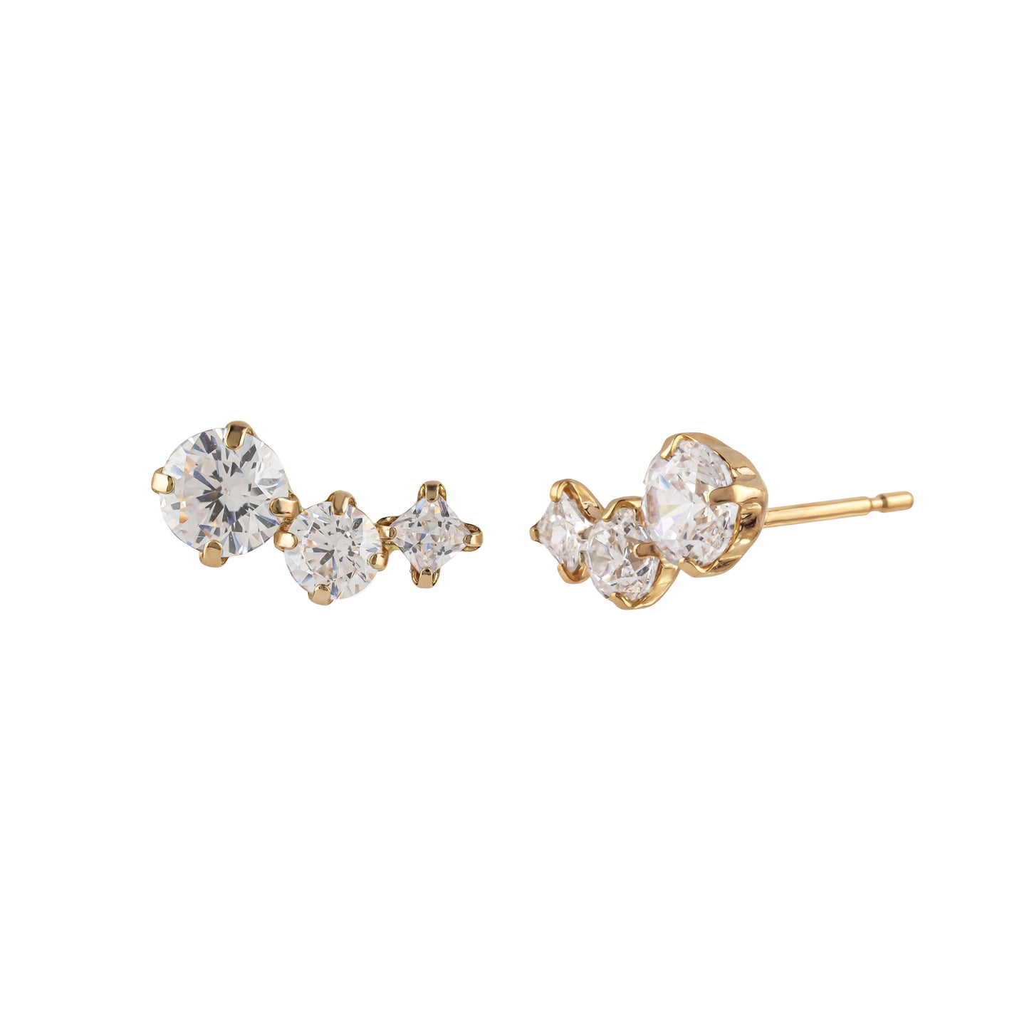 10K Cubic Zirconia Gradation Meteor Earrings (Yellow Gold) - Product Image