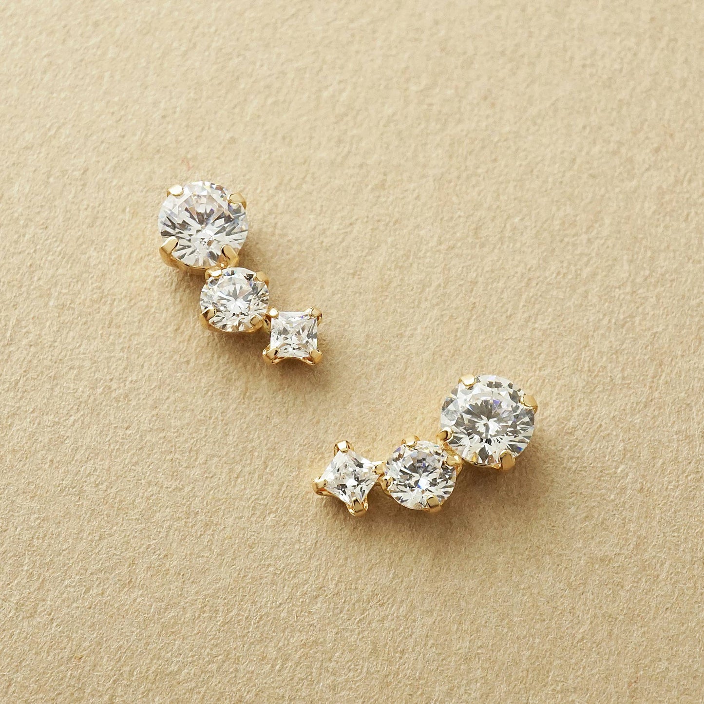 10K Cubic Zirconia Gradation Meteor Earrings (Yellow Gold) - Product Image