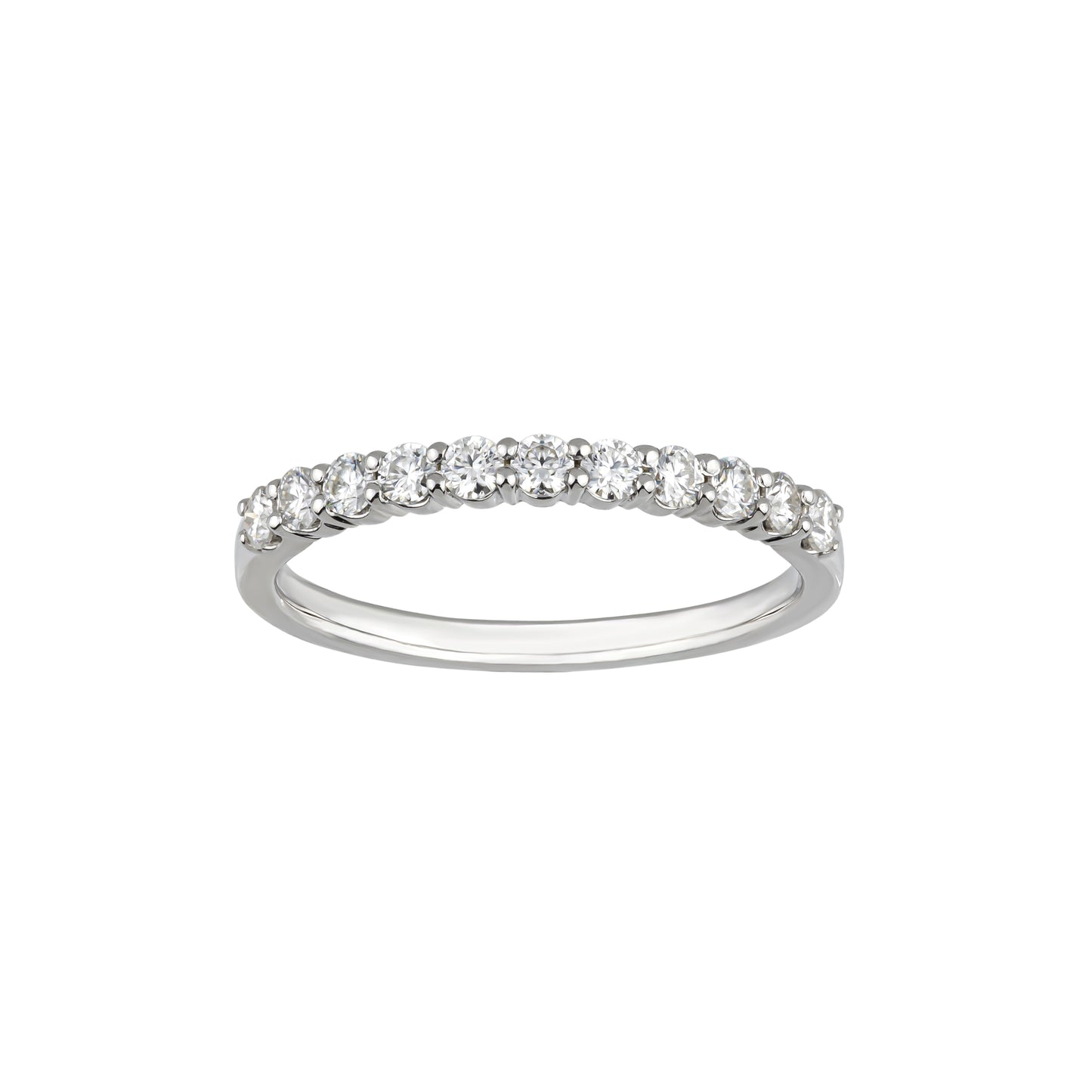 10K Moissanite Half Eternity 11-Stone Pinky Ring (White Gold) - Product Image