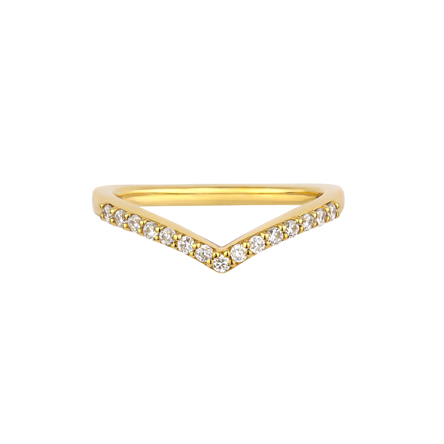 10K Moissanite V-shaped Melee Pinky Ring (Yellow Gold) - Product Image