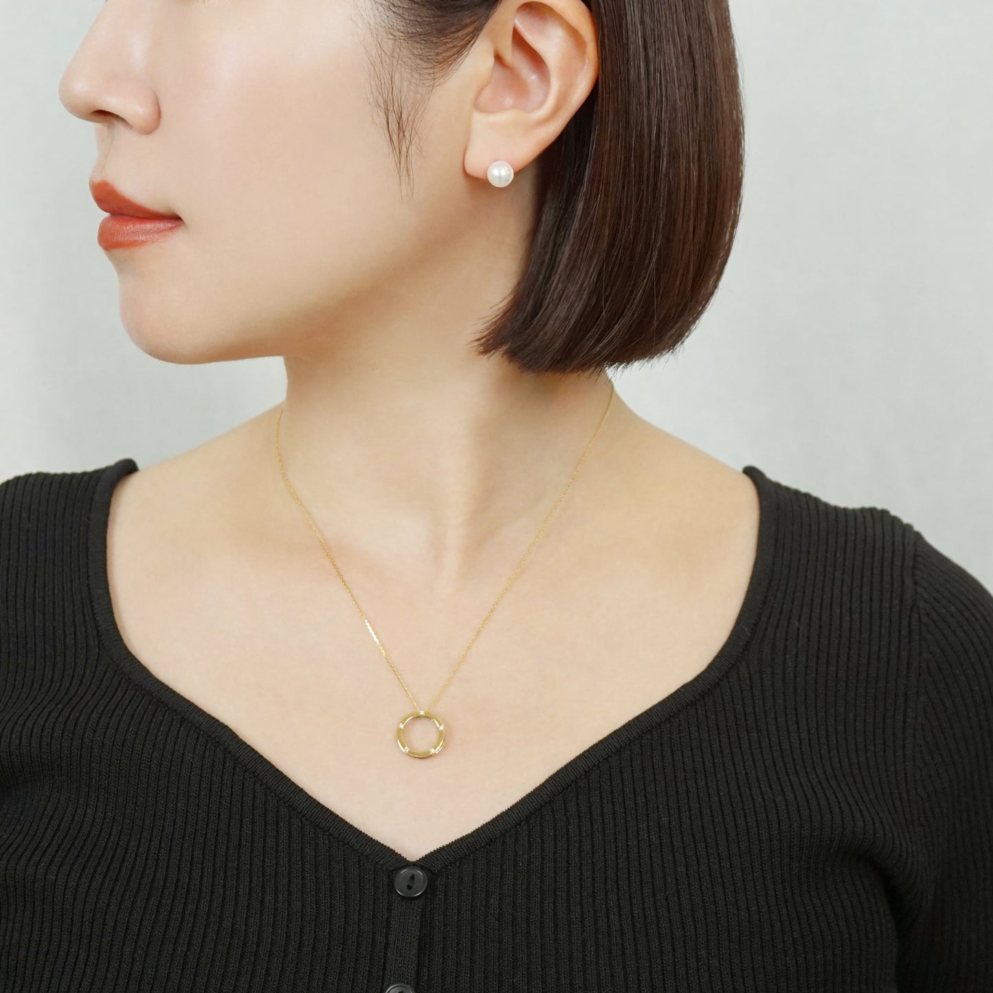 Platinum Akoya Pearl Earrings - Model Image