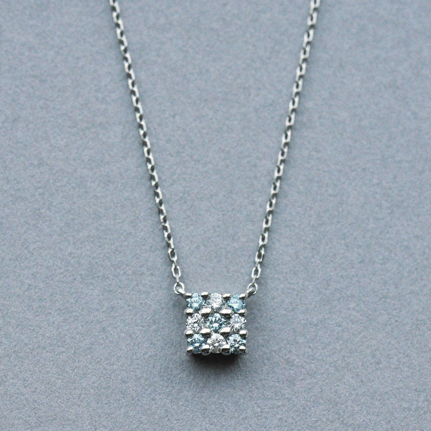Platinum Diamond Square Necklace - Product Image