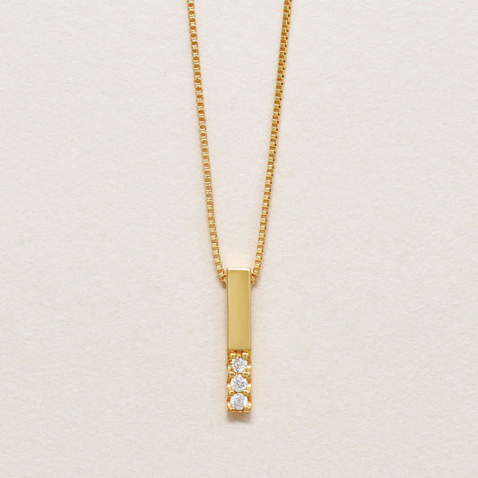 10K Yellow Gold Diamond Bar Necklace - Product Image