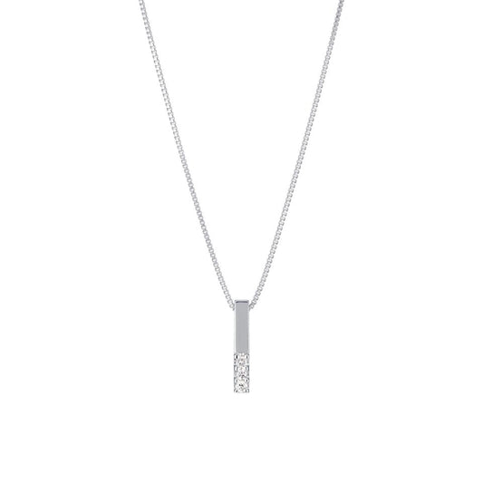10K White Gold Diamond Bar Necklace - Product Image