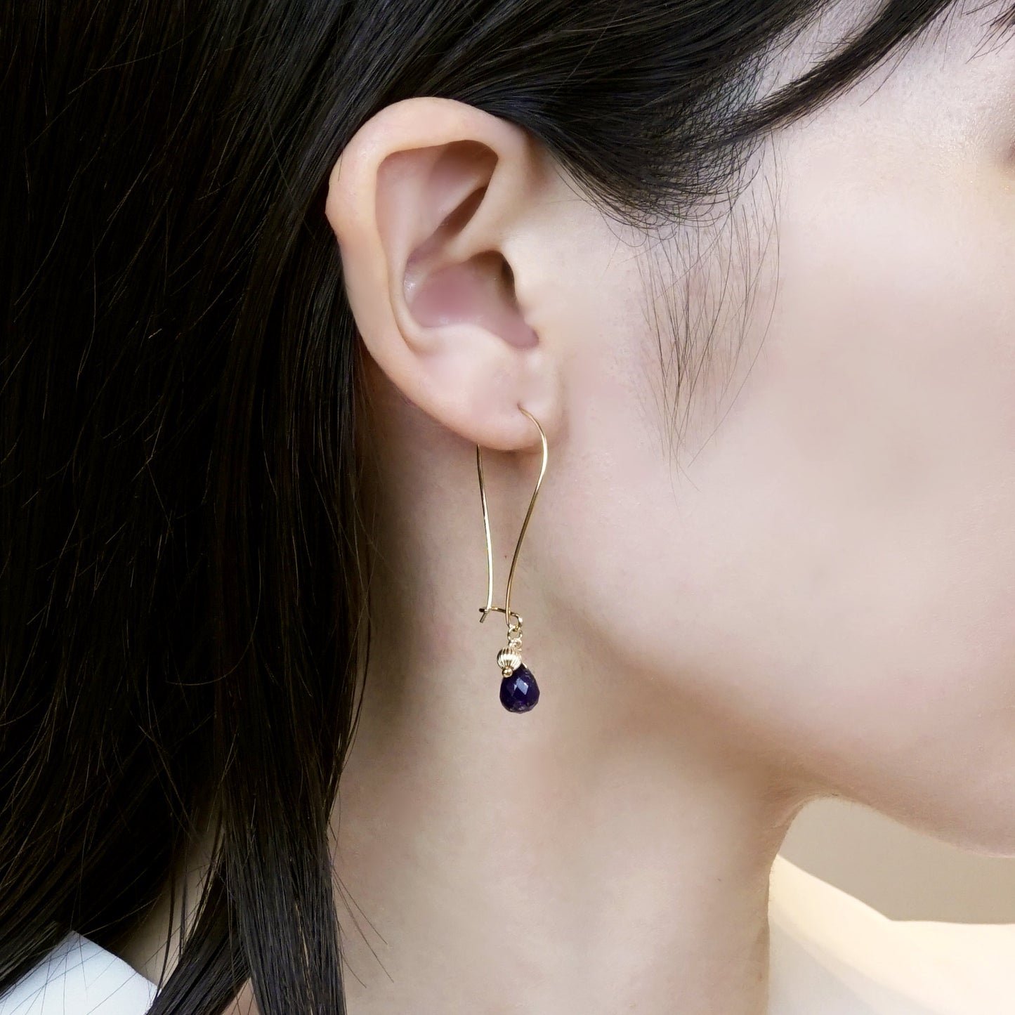 Gold Filled Wavy Hoop Earrings - Model Image