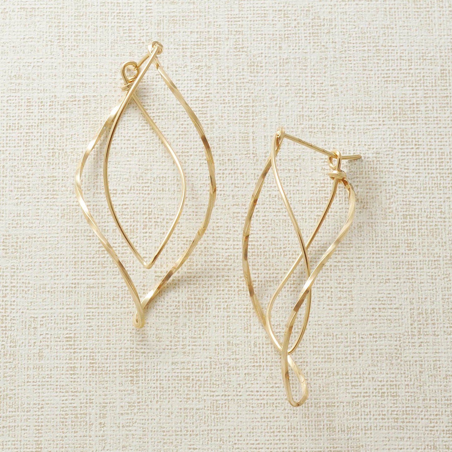 Gold Filled Marquise Hoop Earrings - Product Image