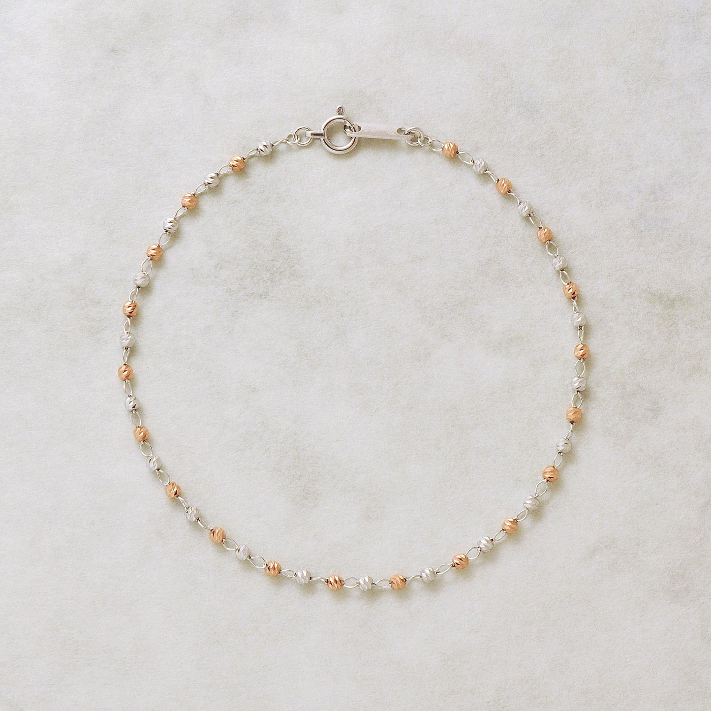 18K White Gold / Rose Gold Combination Ball Bracelet - Product Image