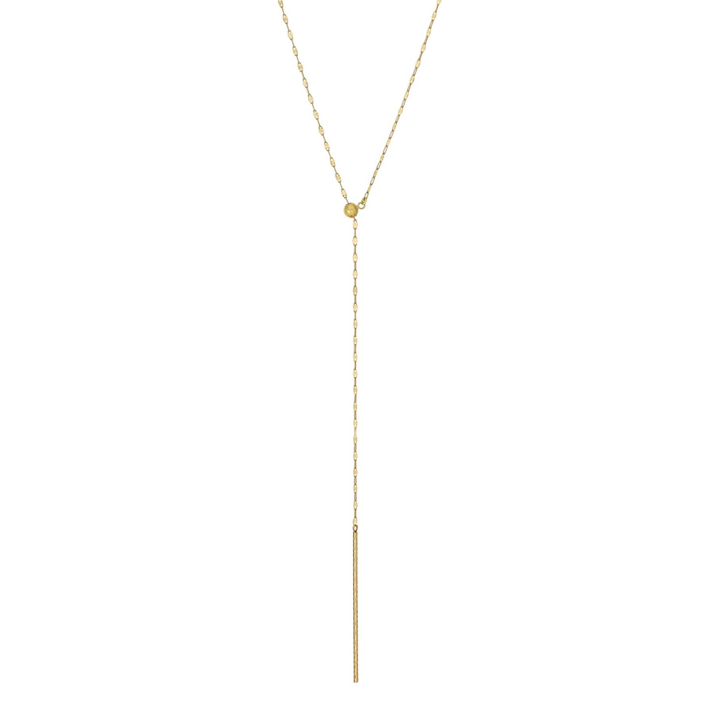 10K Yellow Gold Y-Shaped Chain Bar Long Necklace - Product Image