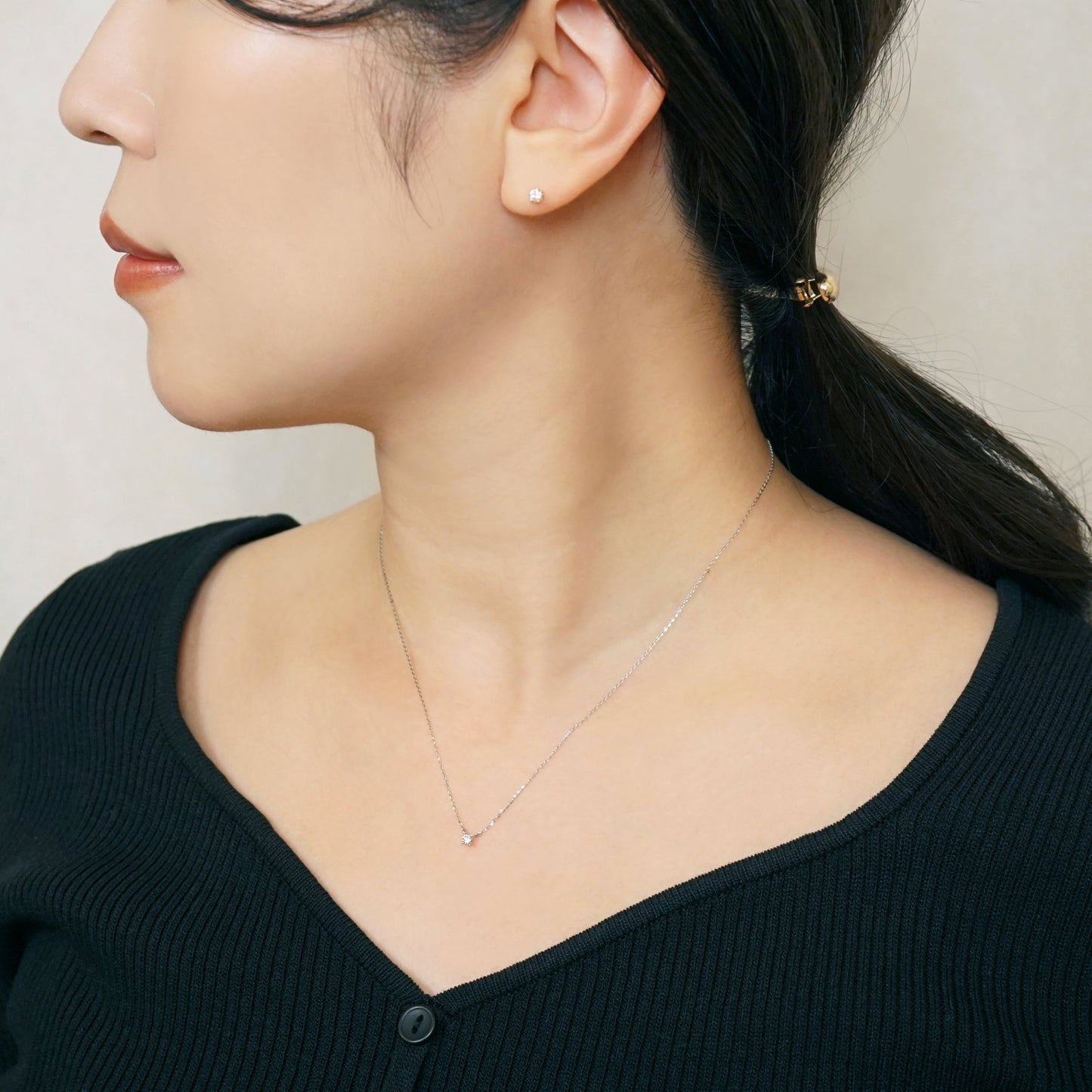 Platinum Heart & Cupid Diamond Limited Edition Solitaire Necklace - Model Image