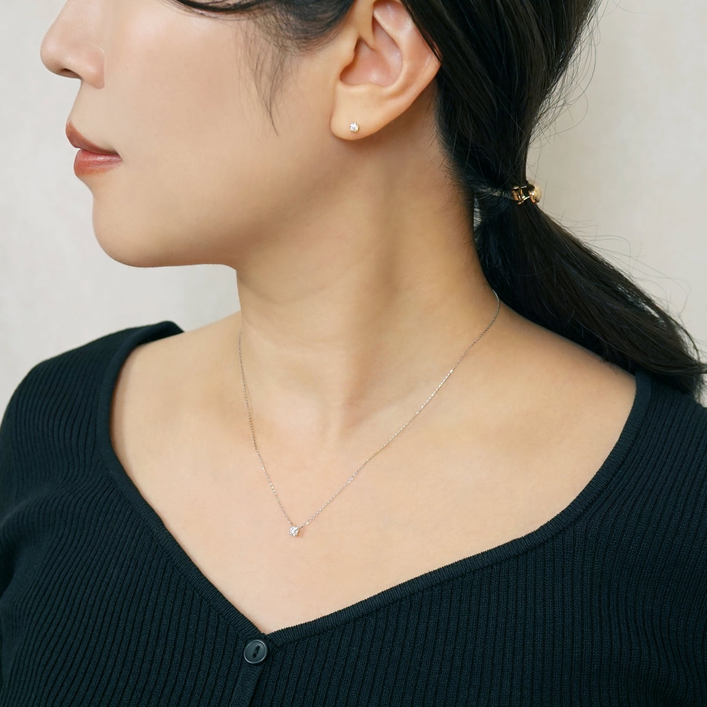 Platinum D Color Diamond Limited Solitaire Necklace - Model Image