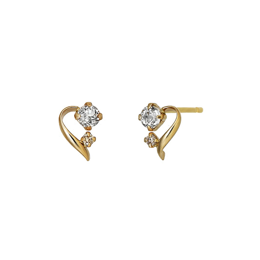18K/10K Diamond Twisted Line Earrings (Yellow Gold) - Product Image