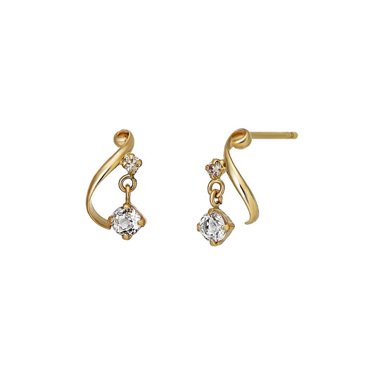 18K/10K Diamond Twisted Swinging Earrings (Yellow Gold) - Product Image