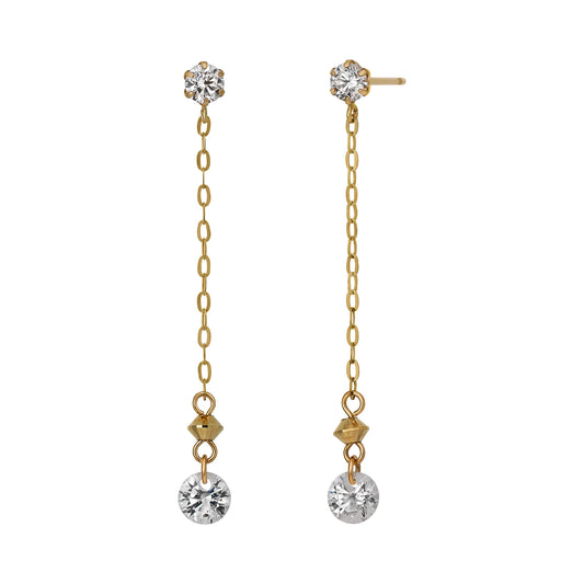 10K Glittering Dangle Earrings (Yellow Gold) - Product Image