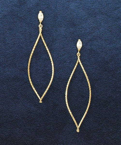 18K / 10K Yellow Gold Cubic Zirconia Marquise Earrings - Product Image