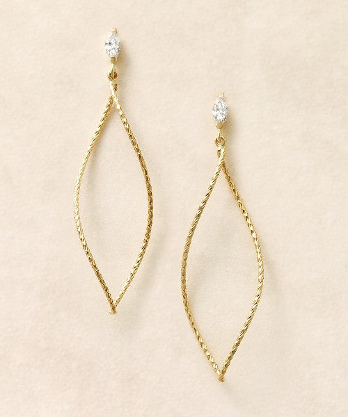 18K / 10K Yellow Gold Cubic Zirconia Marquise Earrings - Product Image
