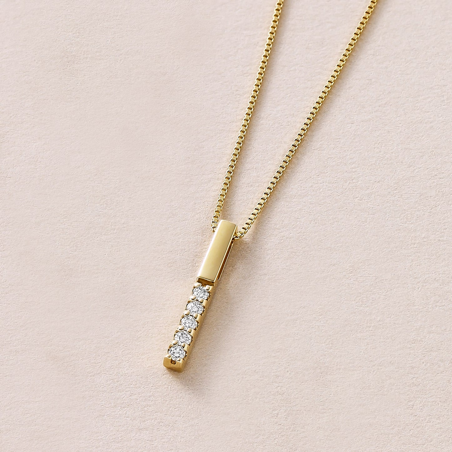 10K Yellow Gold Diamond 5-Stone Bar Necklace - Product Image