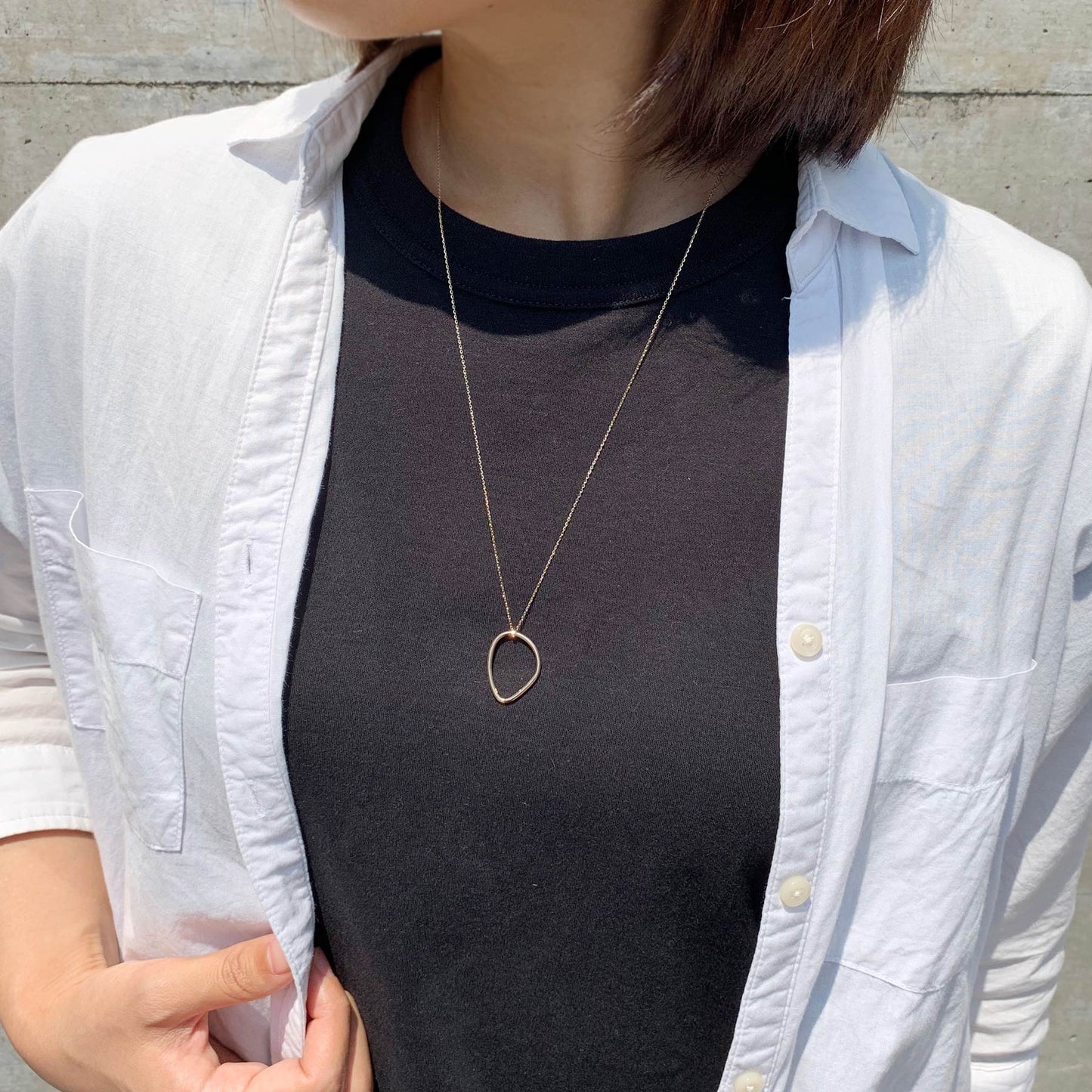 10K Yellow Gold Organic Design Necklace - Model Image