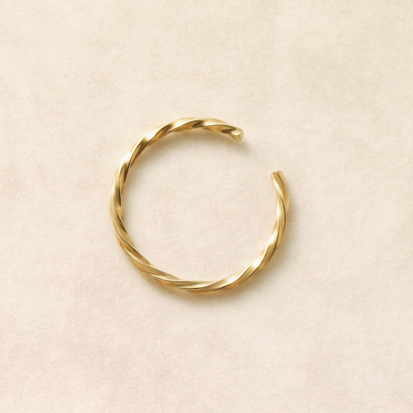 10K Yellow Gold Glittering Wave Ear Cuff - Product Image