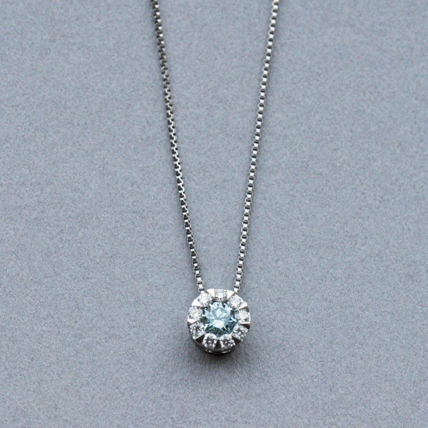 Platinum Ice Blue Diamond Necklace