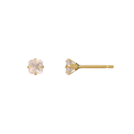 [Second Earrings] 18K Yellow Gold Rose Quartz Earrings - Product Image
