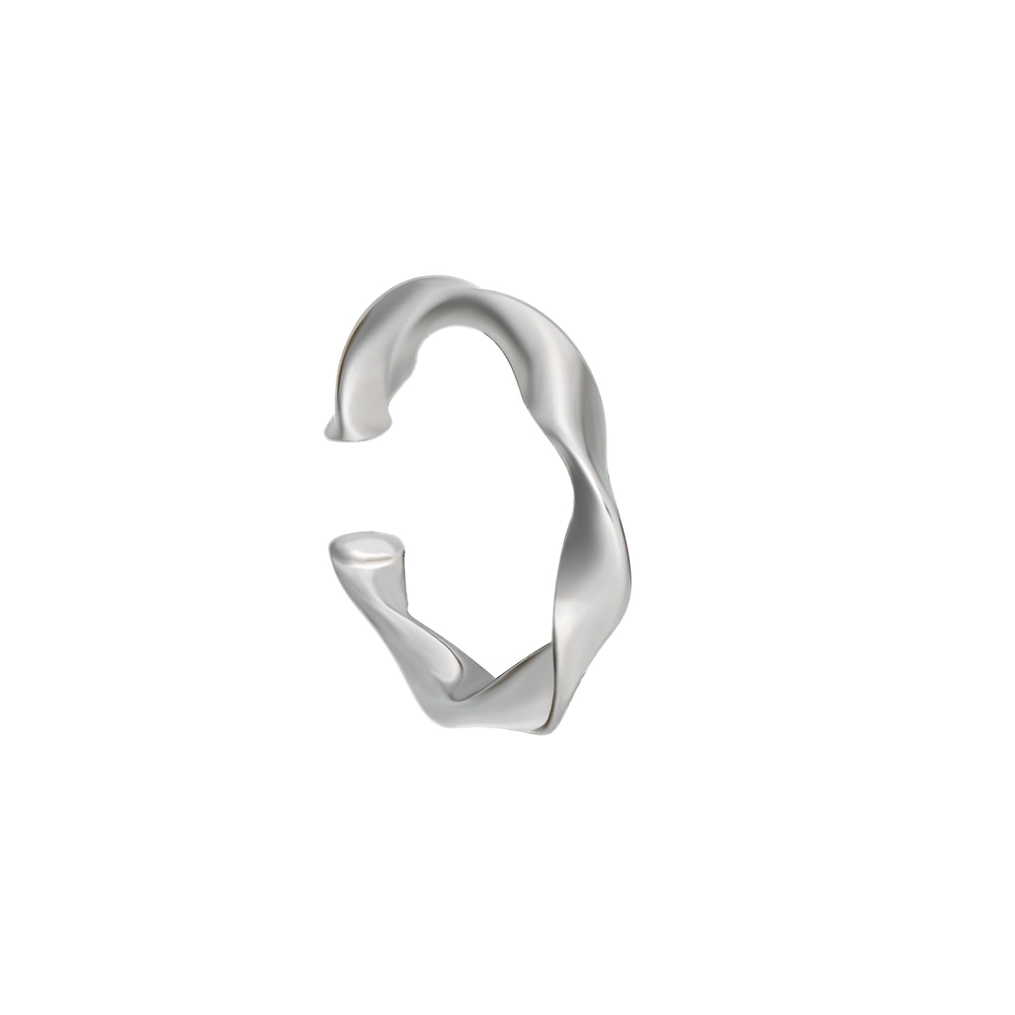 925 Sterling Silver Wave Ear Cuff (Rhodium Plated) - Product Image
