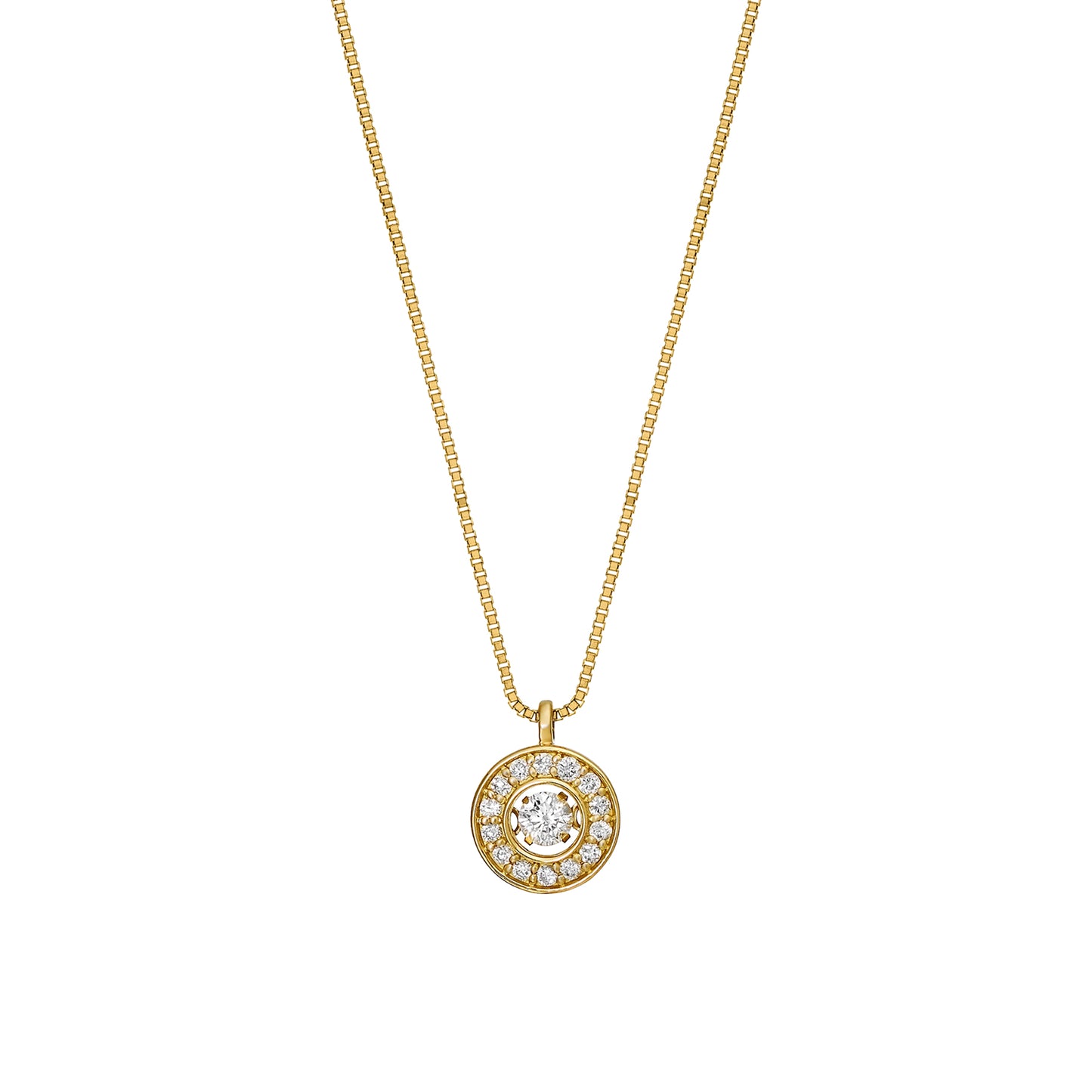 18K Yellow Gold Dancing Diamond Circle Necklace - Product Image