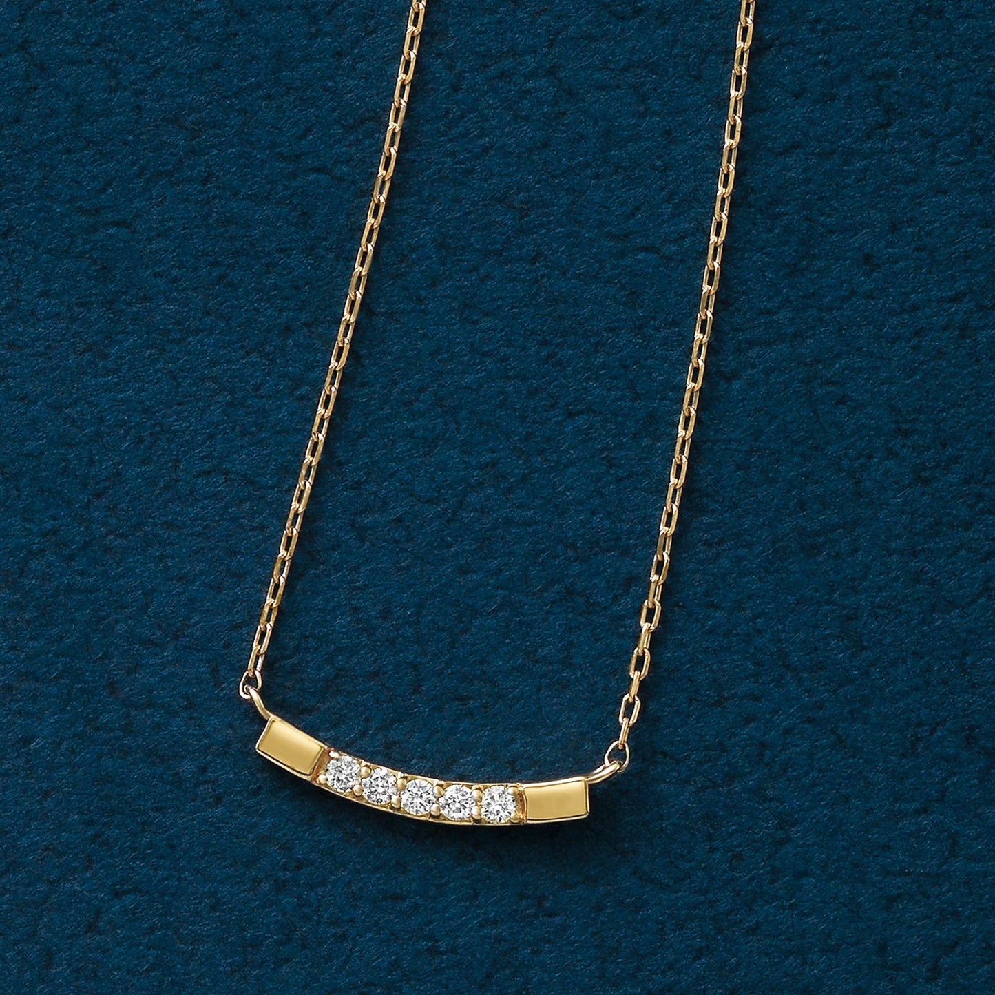 10K Yellow Gold Diamond Arch Necklace - Product Image