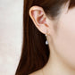 18K/10K Blue Moonstone Dew Drop Swinging Earrings (Yellow Gold) - Model Image