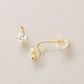 [Palette] 18K/10K Cubic Zirconia Square Base Earrings (Yellow Gold) - Product Image