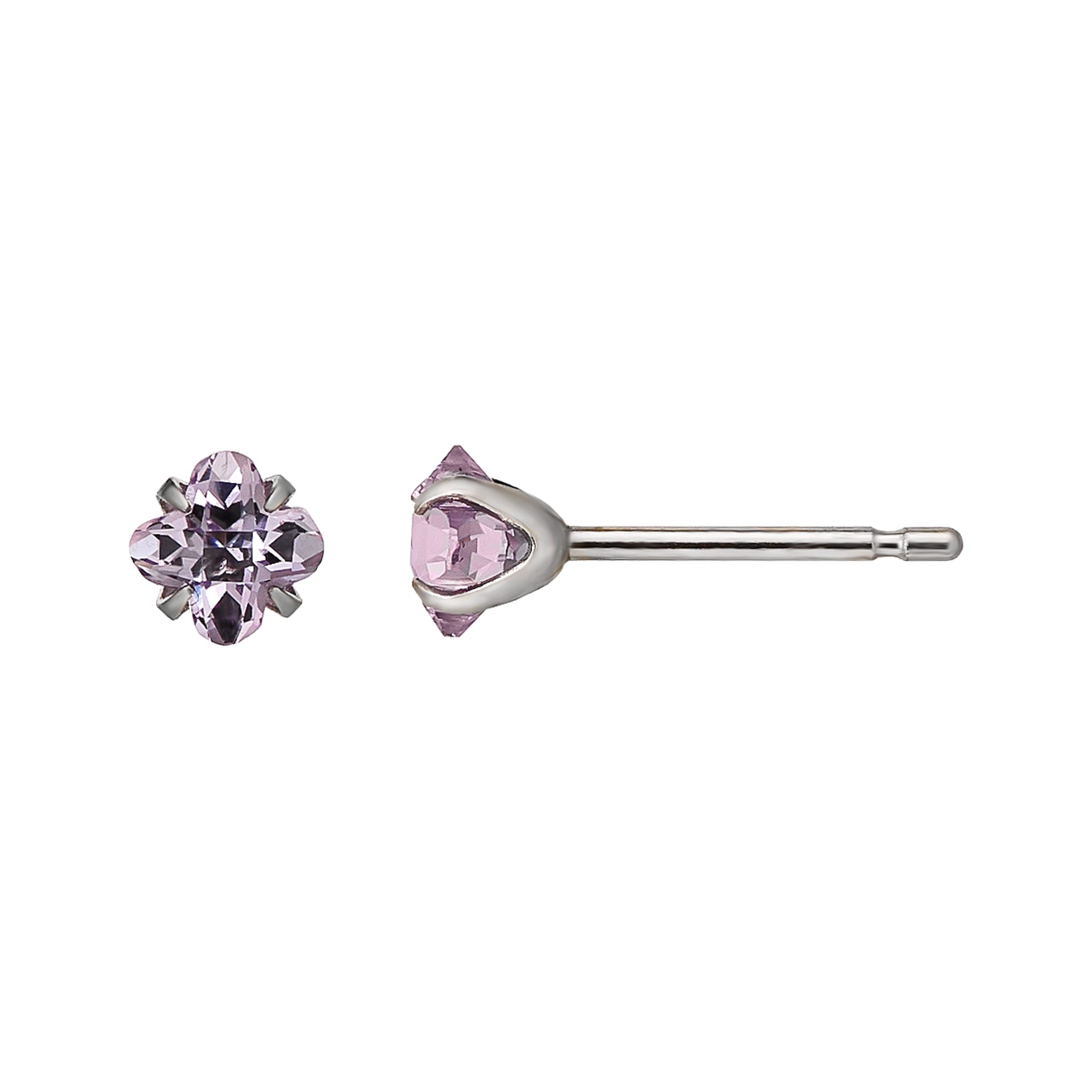 [Second Earrings] Platinum Lily Cut Amethyst Earrings - Product Image