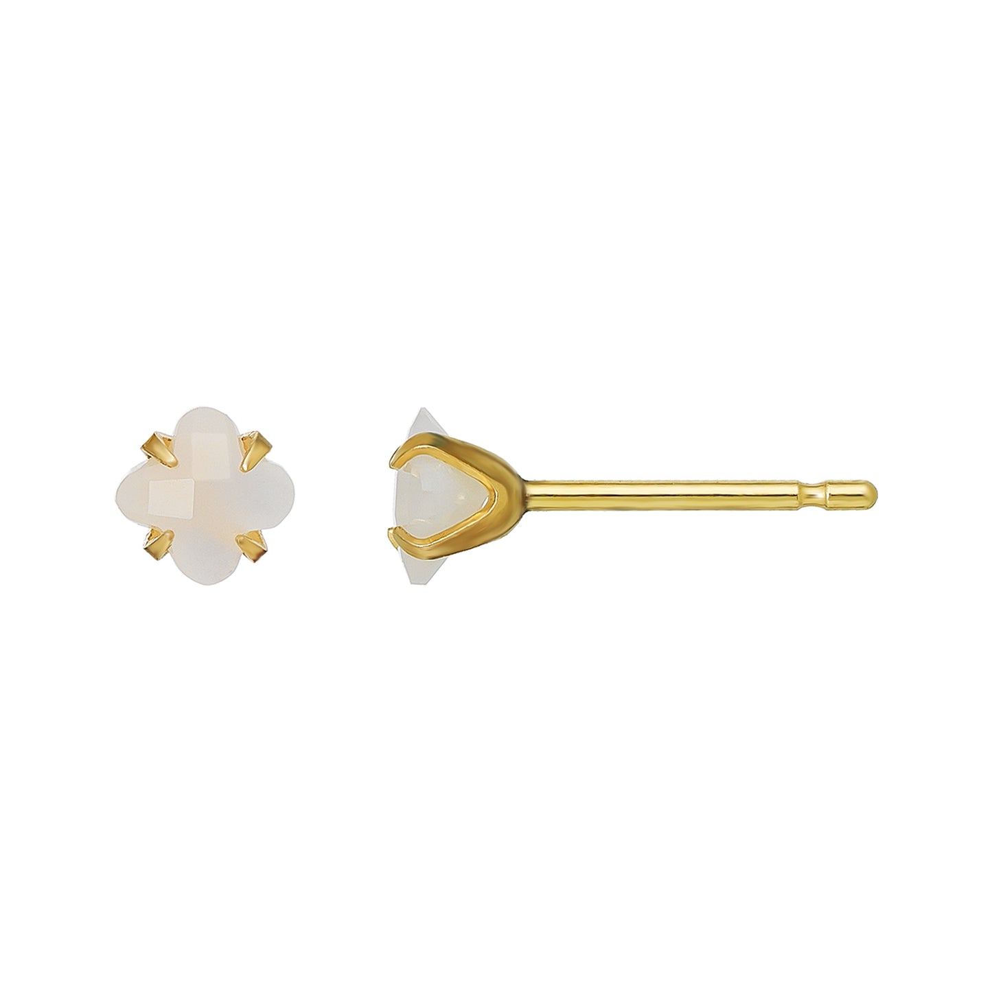 [Second Earrings] 18K Lily Cut Moonstone Earrings (Yellow Gold) - Product Image