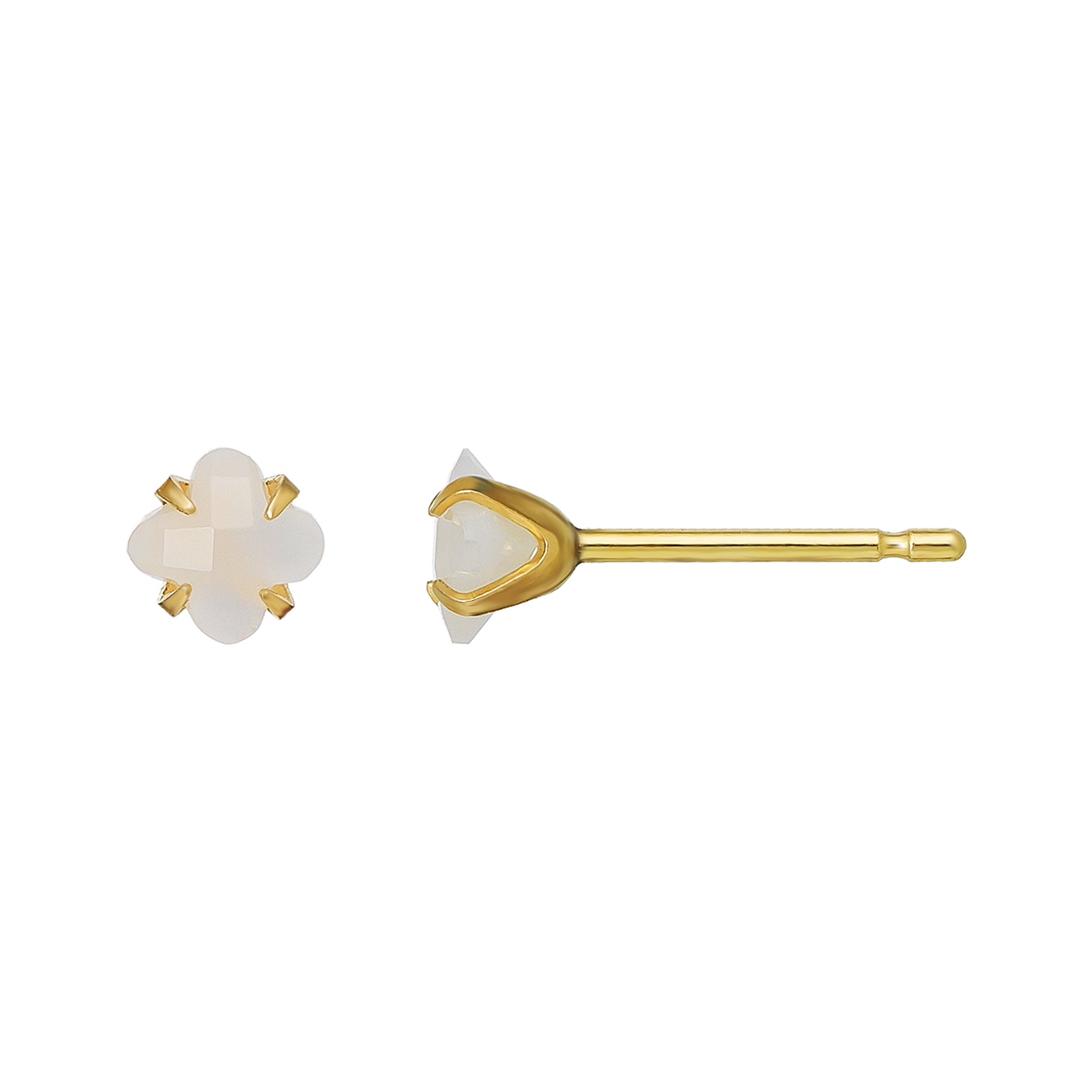 [Second Earrings] 18K Lily Cut Moonstone Earrings (Yellow Gold) - Product Image