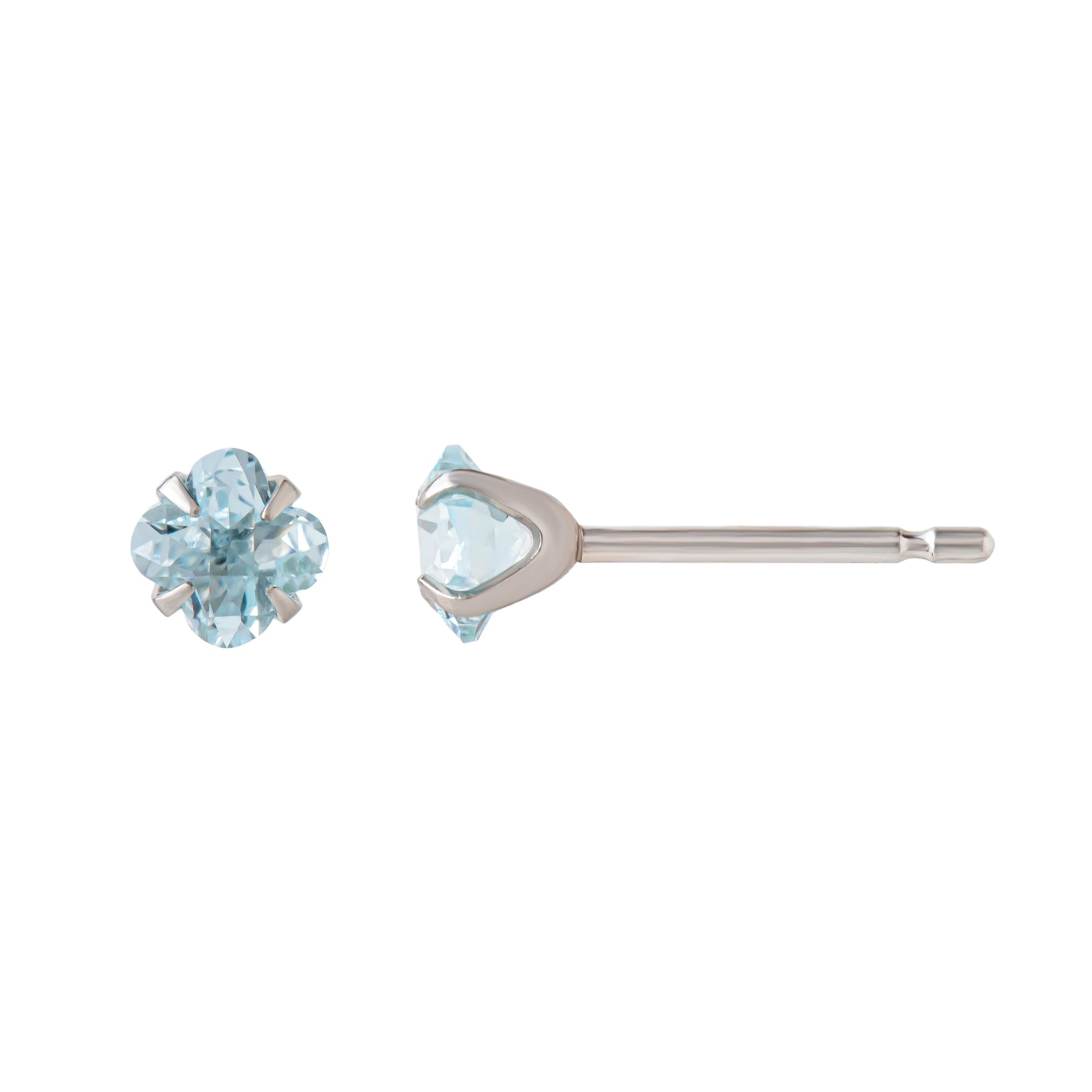 [Second Earrings] Platinum Lily Cut Blue Topaz Earrings - Product Image