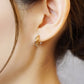 High-Quality Tri-Color Wave Hoop Earrings (Platinum / 18K Yellow Gold / 18K Rose Gold) - Model Image
