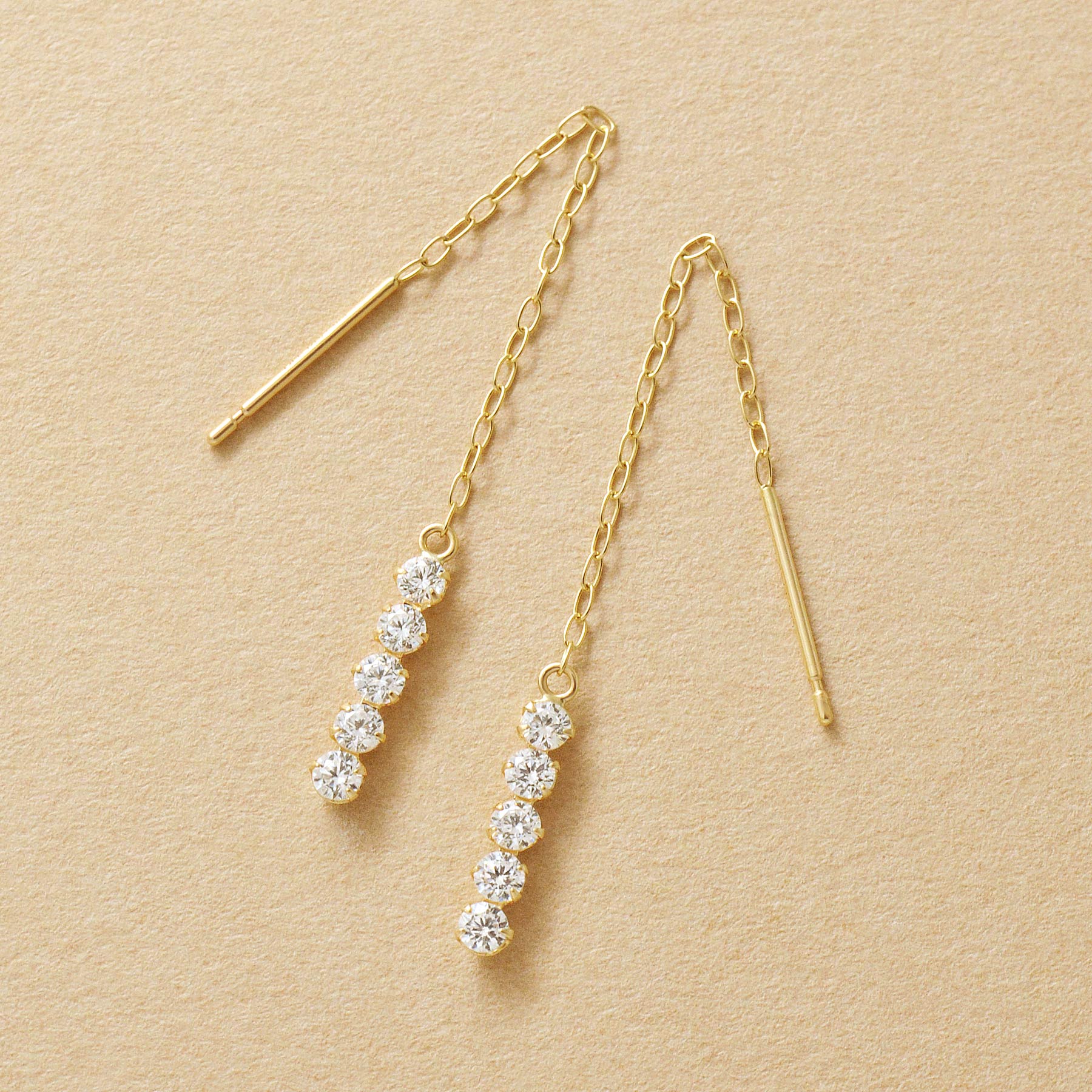 Thread Earring Yellow 10K 5-Stone Threader Earrings (Yellow Gold) – TAKE-UP Jewelry