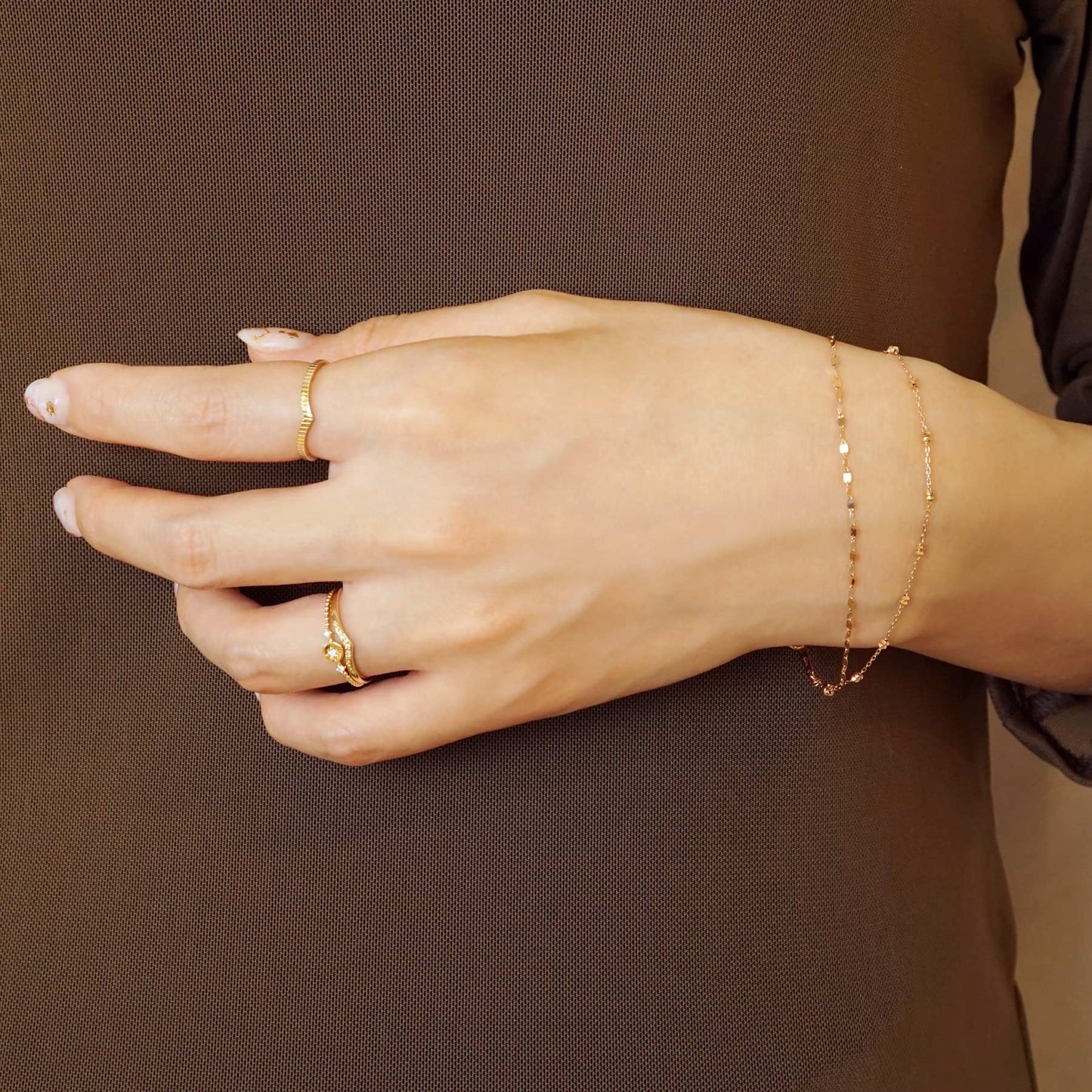10K Yellow Gold Milgrain Diamond Ring - Model Image