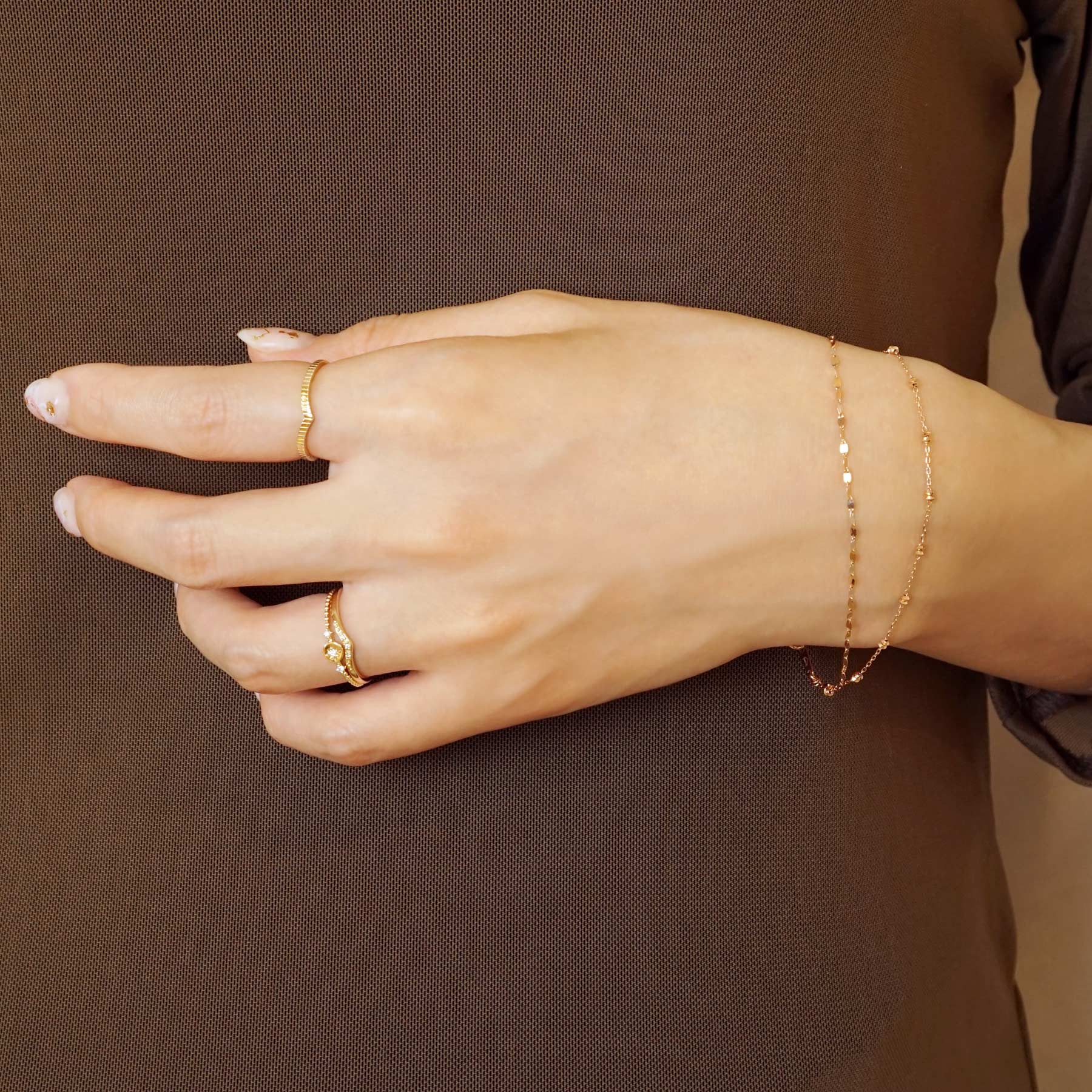 10K Yellow Gold Milgrain Diamond Ring - Model Image
