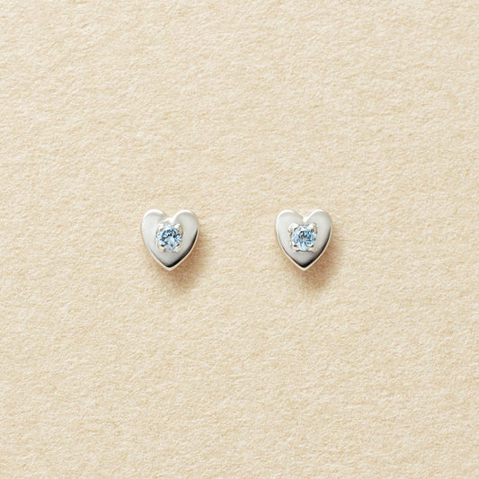 [Second Earrings] Platinum Ice Blue Diamond Heart Earrings - Product Image