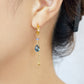 [Palette] SV/10K/GF London Blue Topaz Charm Set Earrings [Starry Sky] (Yellow Gold Plated) - Model Image