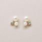 18K/10K Freshwater Pearl & Aquamarine Earrings (Yellow Gold) - Product Image