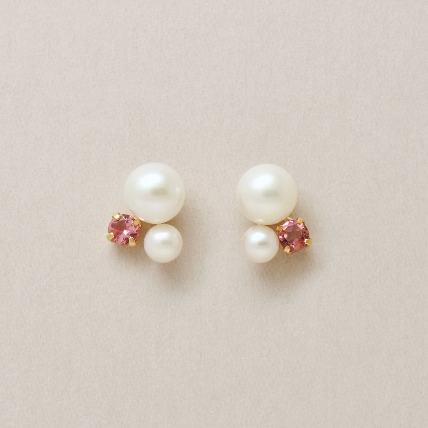 18K/10K Freshwater Pearl & Tourmaline Earrings (Yellow Gold) - Product Image