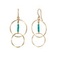 Gold Filled Turquoise Double Circle Wire Earrings - Product Image