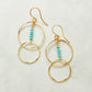 Gold Filled Turquoise Double Circle Wire Earrings - Product Image