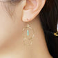 Gold Filled Turquoise Double Circle Wire Earrings - Model Image