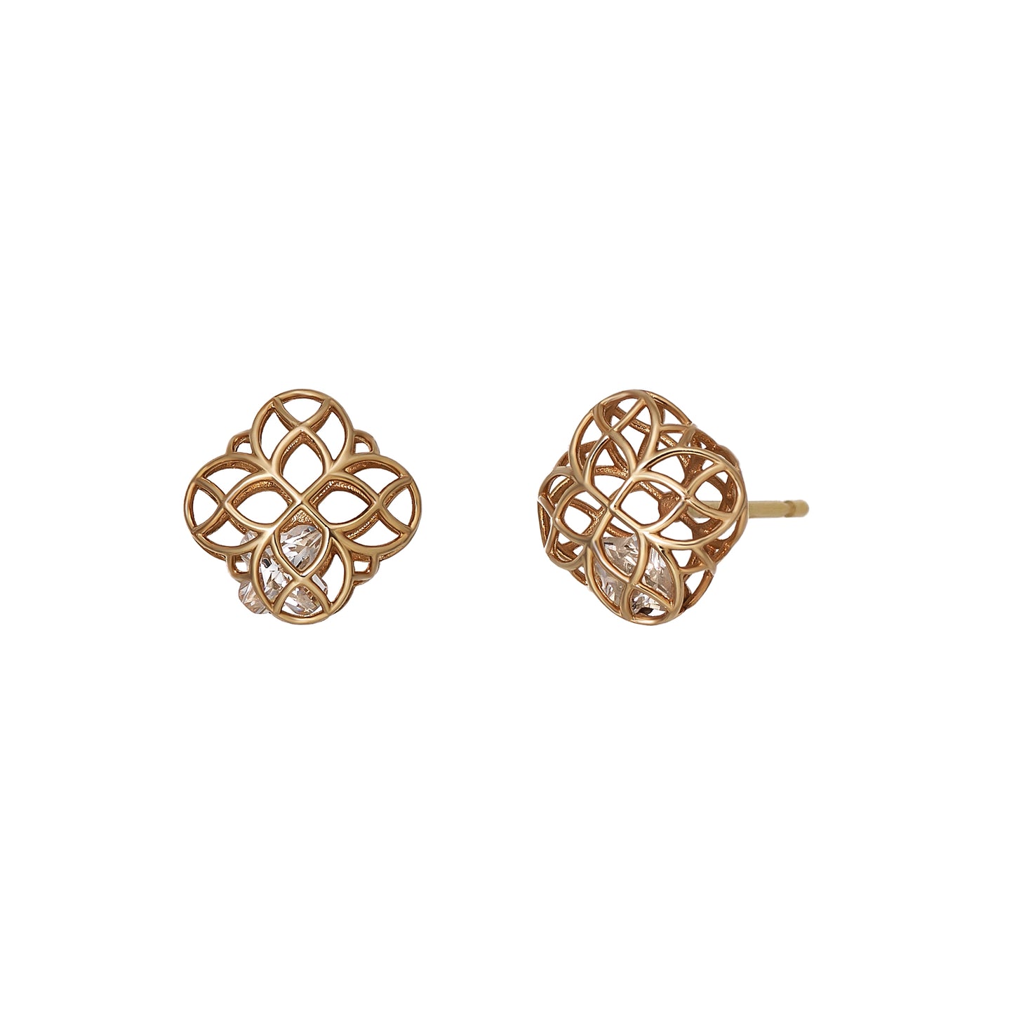 [Pannier] 18K/10K Lily Stud Earrings (Yellow Gold) - Product Image